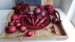 Mooie Vintage Set Kerstballen - Waxine Houders Bordeaux Rood, Diversen, Kerst, Gebruikt, Verzenden