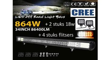 Led bar 864w + 2 x 18w stralers + 4 flitsers beschikbaar voor biedingen