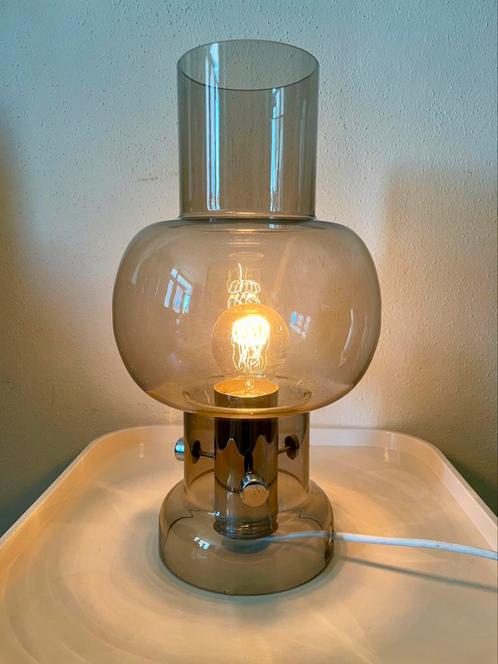 F. Nettelhoff design tafellamp rookglas, Huis en Inrichting, Lampen | Tafellampen, Zo goed als nieuw, Minder dan 50 cm, Ophalen of Verzenden