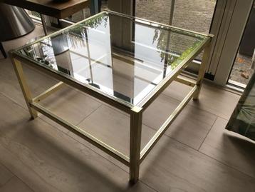 Vierkante messing salontafel met glasplaat beschikbaar voor biedingen