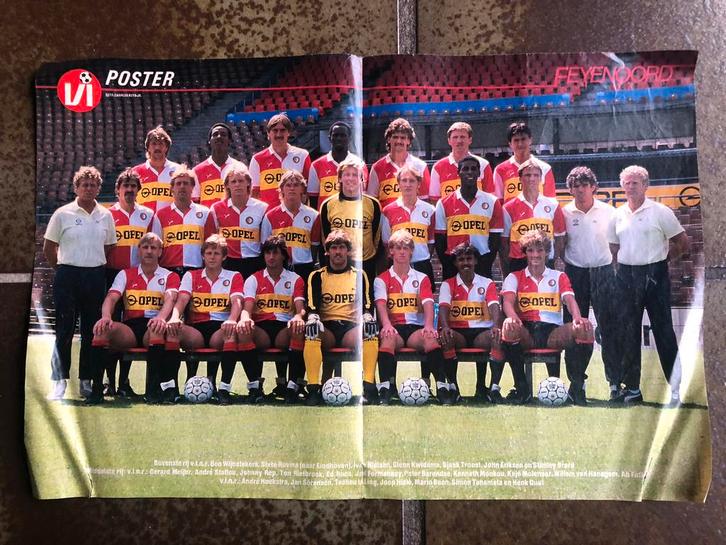 Feyenoord oude poster Voetbal International VI, Verzamelen, Sportartikelen en Voetbal, Gebruikt, Poster, Plaatje of Sticker, Feyenoord