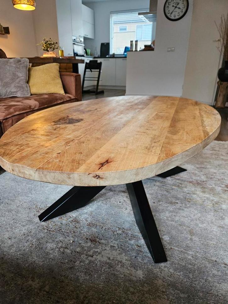 Ovale Mango Houten Salontafel 130x70cm, Huis en Inrichting, Tafels | Salontafels, Nieuw, Minder dan 50 cm, 50 tot 100 cm, 100 tot 150 cm