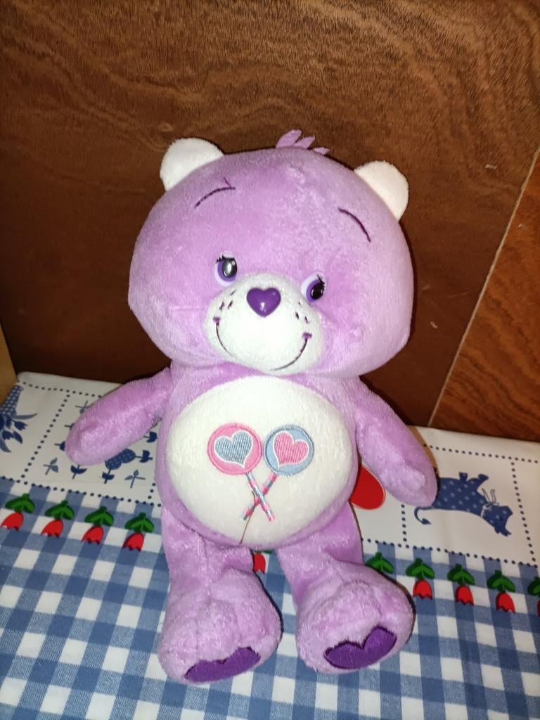 Paarse Troetelbeer knuffel 30 cm groot + dvd, Ophalen of Verzenden