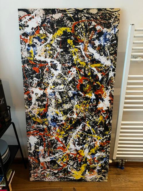 Modern abstract canvas print in Jackson Pollock style, Antiek en Kunst, Kunst | Schilderijen | Abstract, Ophalen