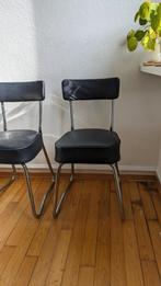 Twee skai Retro Vintage blauw/grijs stoelen metalen frame, Huis en Inrichting, Stoelen, Blauw, Twee, Gebruikt, Ophalen of Verzenden