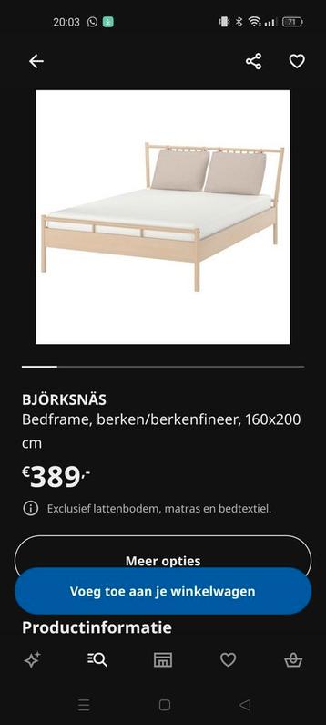 Ikea bed 160x200 cm inclusief matras en topper  beschikbaar voor biedingen