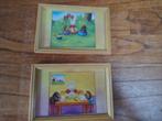Set van 2 schilderijtjes met prenten van Vera de Backker, Ophalen of Verzenden