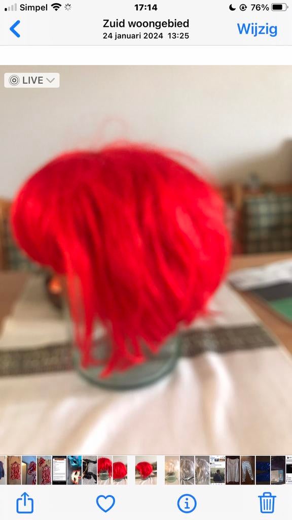 Carnaval rode Bob pruik, Ophalen of Verzenden, Zo goed als nieuw