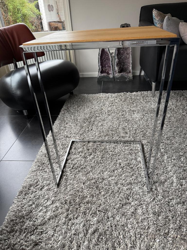 Moderne design bijzettafel, Ophalen, Metaal of Aluminium, Zo goed als nieuw, 60 cm of meer