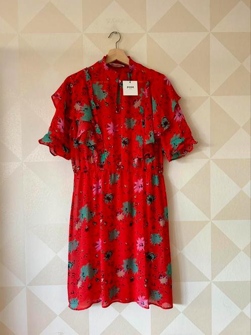 Pom Amsterdam jurk bloem rood M/L/40 NIEUW, Kleding | Dames, Jurken, Nieuw, Maat 38/40 (M), Rood, Boven de knie, Ophalen of Verzenden