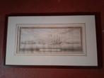 Antieke gravure van de stad Vlissingen uit de zee gezien., Antiek en Kunst, Ophalen