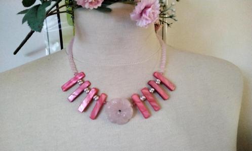 PRACHTIGE Rozenkwarts Collier AA Parels Parelmoer APART, Sieraden, Tassen en Uiterlijk, Kettingen, Nieuw, Steen of Mineraal, Roze