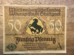 Noodgeld Stuttgart  50 Pfg, Postzegels en Munten, Bankbiljetten | Europa | Niet-Eurobiljetten, Ophalen of Verzenden, Duitsland