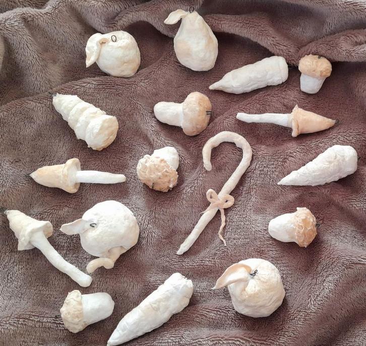 Prachtige brocante set wattenpop hangers Feathertree, Diversen, Kerst, Ophalen of Verzenden