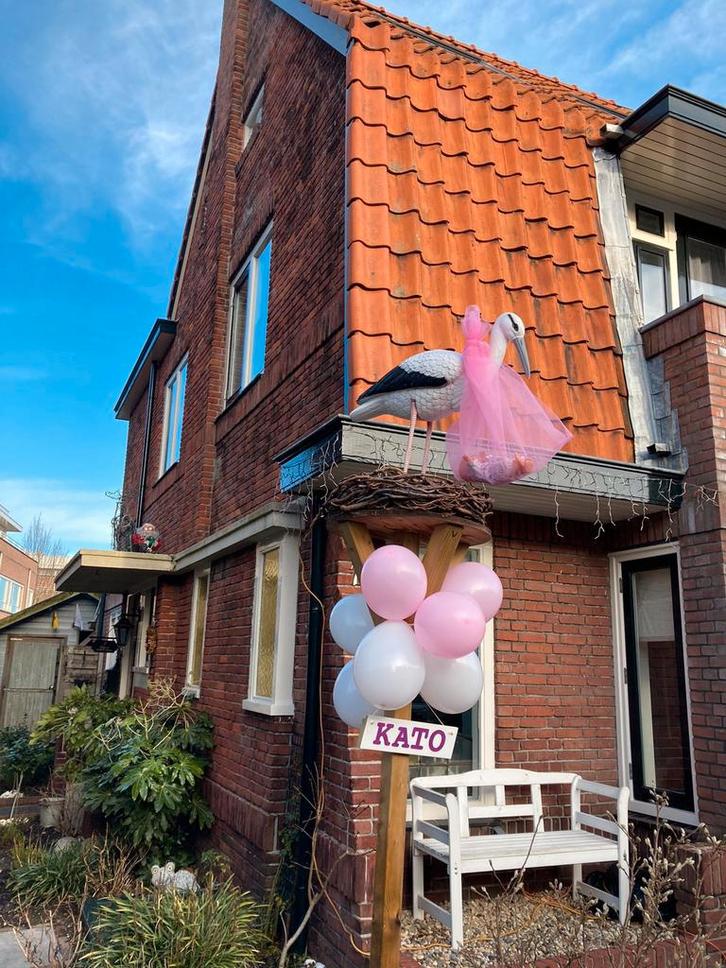 T.h.a. ooievaar op nest/landingsplaats, Kinderen en Baby's, Kraamcadeaus en Geboorteborden, Zo goed als nieuw, Ophalen