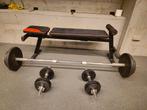 Bankdruk gewichten stang halters en bankje, Sport en Fitness, Fitnessmaterialen, Ophalen, Gebruikt, Fitnessbank