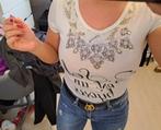 G.sel milano shirtje met strass., Wit, Ophalen of Verzenden, Korte mouw, Maat 34 (XS) of kleiner