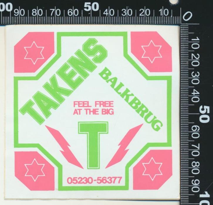 Sticker: Takens - Balkbrug, Verzamelen, Stickers, Zo goed als nieuw, Bedrijf of Vereniging, Ophalen of Verzenden