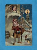 Mooie oude kerstkaart in reliéf met kinderen  C885 uit 1914, Gelopen, Kinderen, Voor 1920, Verzenden