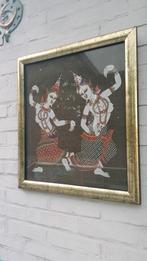 Vintage ingelijste batik-techniek afbeelding, Ophalen of Verzenden