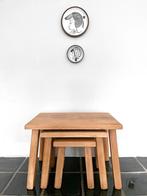 Set massief eikenhouten Brutalist nesting bijzettafels, Ophalen, Zo goed als nieuw, Rechthoekig, Minder dan 55 cm