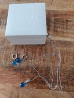925 Pandora set ketting met oorbellen, Sieraden, Tassen en Uiterlijk, Kettingen, Blauw, Ophalen of Verzenden, Zo goed als nieuw
