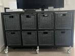Kallax kast met 8 rieten manden, Huis en Inrichting, Ophalen, Gebruikt, 100 tot 150 cm, Minder dan 100 cm