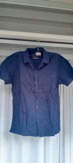 Mannen linnen overhemd korte mouw maat s, Ophalen of Verzenden, Zo goed als nieuw, Blauw, Halswijdte 38 (S) of kleiner