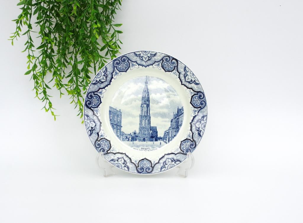 Delftsblauw wandbord - Nieuwe Kerk Delft -Société Céramique, Antiek en Kunst, Ophalen of Verzenden