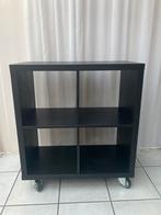 zgan 3 IKEA Kallax zwarte open kasten op wieltjes 4-vaks, Huis en Inrichting, Kasten | Boekenkasten, Ophalen, 50 tot 100 cm, Zo goed als nieuw