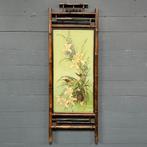 Beschilderd glazen paneel bloemen vogels in bamboe frame I, Ophalen