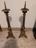 Set van 2 Antieke Kandelaars - 59cm Hoog, Ophalen of Verzenden