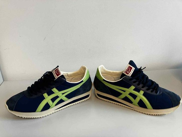 Onitsuka Tiger Moal 77 Nippon Made Peacoat / Neon Lime EU45, Kleding | Heren, Schoenen, Gedragen, Sneakers of Gympen, Blauw, Verzenden
