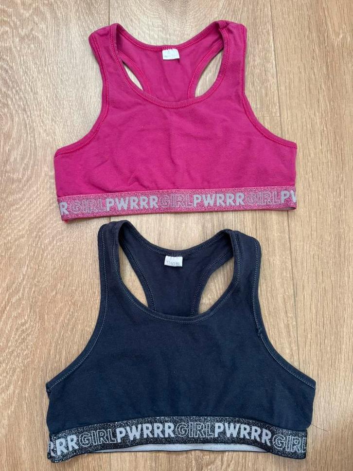 Topjes blauw & roze 2 stuks maat 134/140, Kinderen en Baby's, Kinderkleding | Maat 134, Gebruikt, Meisje, Nacht- of Onderkleding