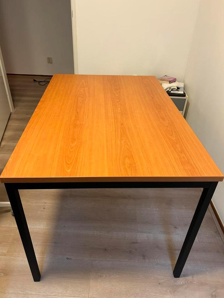 Stevige bureautafel 120x80 cm – Zwart/Noten, Huis en Inrichting, Bureaus, Zo goed als nieuw, Ophalen