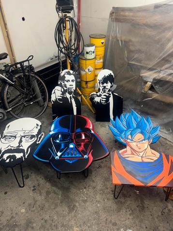 Unieke Bijzet tafeltjes handgemaakt Star Wars Dragon Ball Z beschikbaar voor biedingen