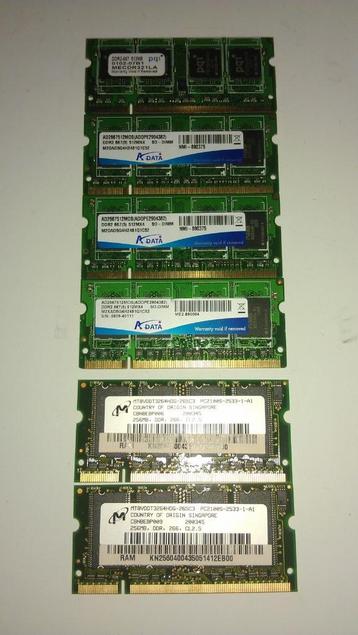 DDR2 / DDR3 / SD-ram laptop ram geheugen, alles getest beschikbaar voor biedingen