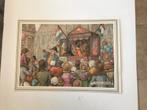(1) prent hier vertoont men de poppenkast van de haan, etc., Verzenden, 1980 tot heden, Zo goed als nieuw, Prent