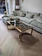 Prachtige salontafel goud met Marmer, Ophalen, Overige materialen, 100 tot 150 cm, 50 tot 75 cm