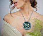 Prachtige NAVAJO zilver turquoise cluster hanger/broche!, Sieraden, Tassen en Uiterlijk, Kettingen, Verzenden, Zo goed als nieuw