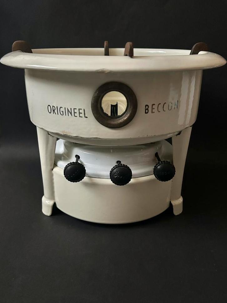 3-Pits Wit Beccon Petroleumstel, Antiek en Kunst, Antiek | Emaille, Ophalen of Verzenden