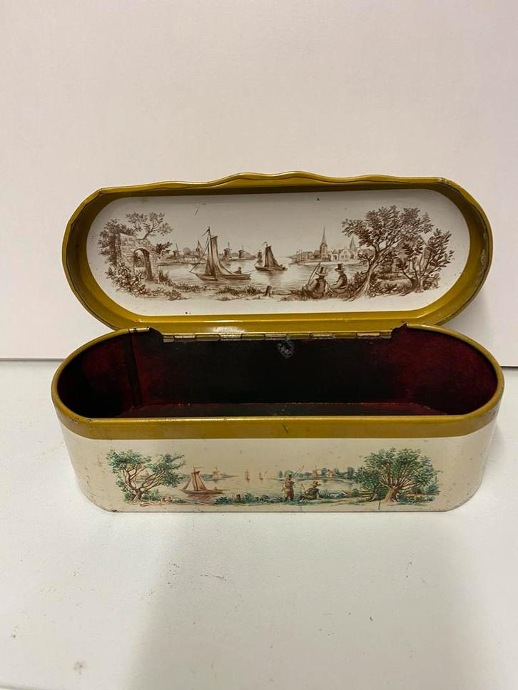 Vintage Sieradendoosje met Landschap, Antiek en Kunst, Antiek | Tin, Ophalen