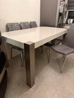 Eettafel + 6 stoelen en salontafel, Huis en Inrichting, Tafels | Eettafels, Strak, Gebruikt, 200 cm of meer, Glas