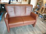 2 zits bank, cognac kleur, Helmink, Huis en Inrichting, Minder dan 150 cm, Rechte bank, Leer, Ophalen of Verzenden