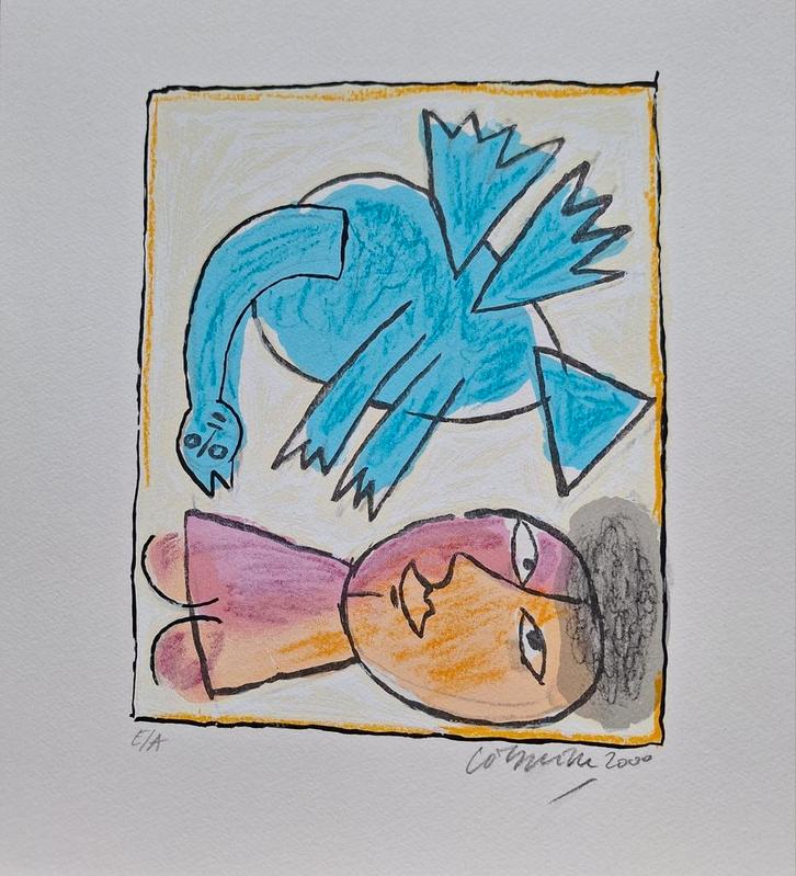 Zeefdruk Corneille " Eveil ", Antiek en Kunst, Kunst | Litho's en Zeefdrukken, Ophalen of Verzenden