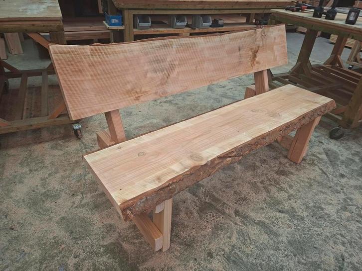 Tuinbank van boomstam douglas hout 5 cm dik, Tuin en Terras, Tuinbanken, Nieuw, Hout, Ophalen of Verzenden