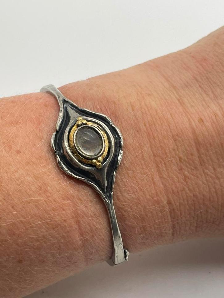 Z944 Prachtige zilveren armband Perli, Sieraden, Tassen en Uiterlijk, Antieke sieraden, Armband, Zilver, Met edelsteen, Verguld