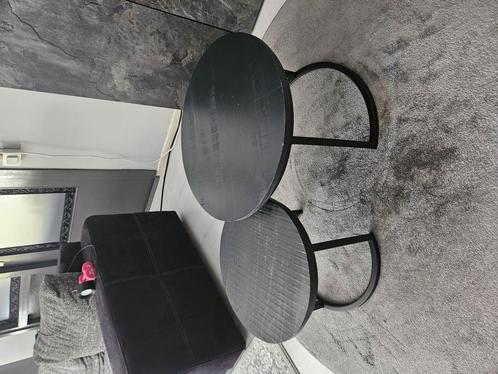 Salontafel 2 delig zwart, Huis en Inrichting, Tafels | Salontafels, Gebruikt, Minder dan 50 cm, 50 tot 100 cm, 50 tot 100 cm, Rond