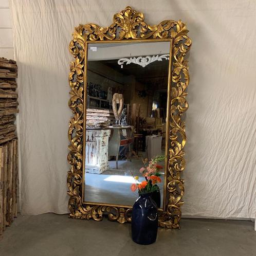 Barok spiegel - houten lijst -215 x 120 cm - goud -TTM Wonen, Huis en Inrichting, Woonaccessoires | Spiegels, Nieuw, 100 tot 125 cm
