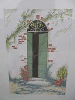 Vintage prent open deur porta R. Quiet, Ophalen of Verzenden, 1980 tot heden, Gebruikt, Gebouw